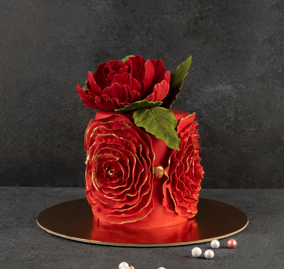 Торт Красные цветы